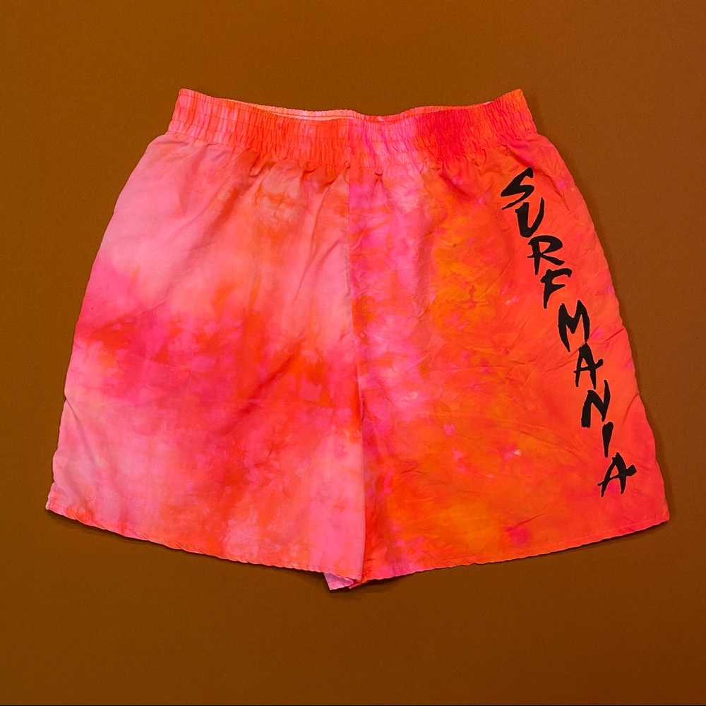 Vintage 80s pink & orange tie dye surf shorts 🌊